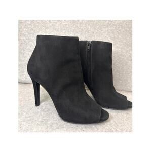 Michael Kors Whitley Black Suede Peep Toe Ankle Booties Size 7 Stiletto Heel